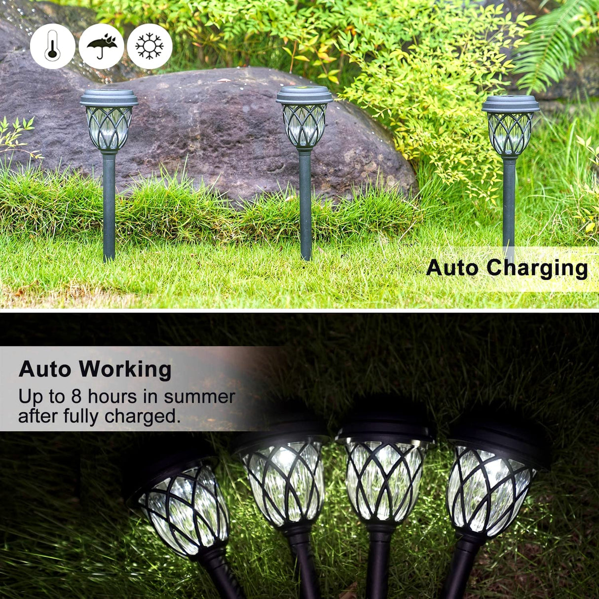 10 Pack Solar Lights Outdoor Garden Pathway Solar Powered Yard Lights for Walkway