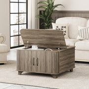 Lift Top Coffee Table with Storage, Farmhouse Square Coffee Table with Hidden