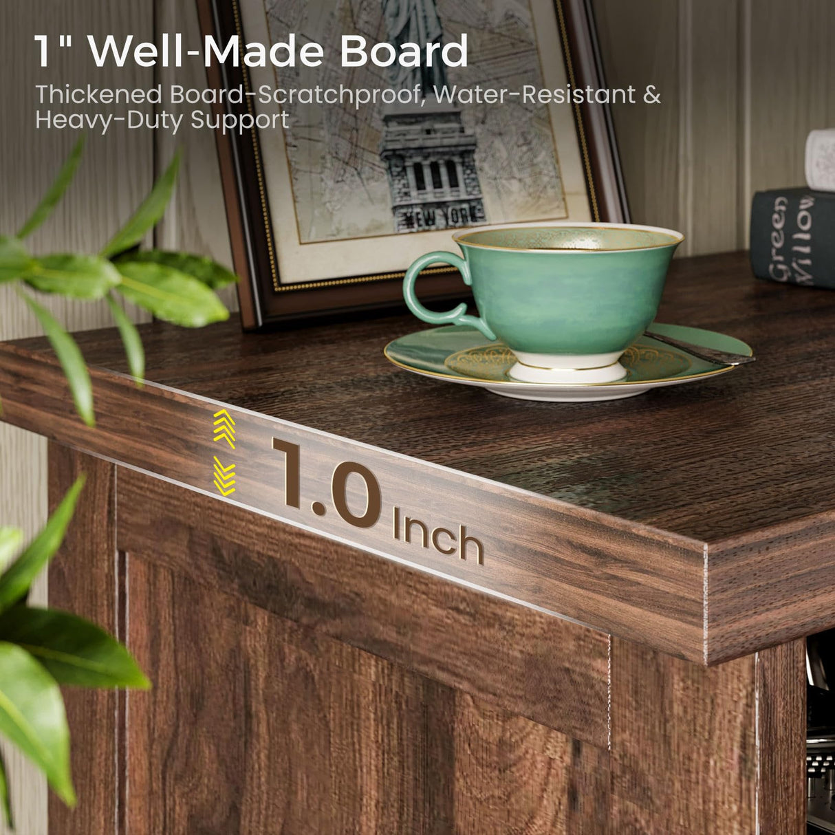 65 Inch Farmhouse TV Stand with Power Outlet & LED Lights