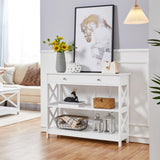 Console Table with Drawer, 3-Tier Entryway Table with Storage Shelves,