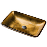 Rectangular Gold Glass Vessel Bathroom Sink, 22 inch GVR-210-RE