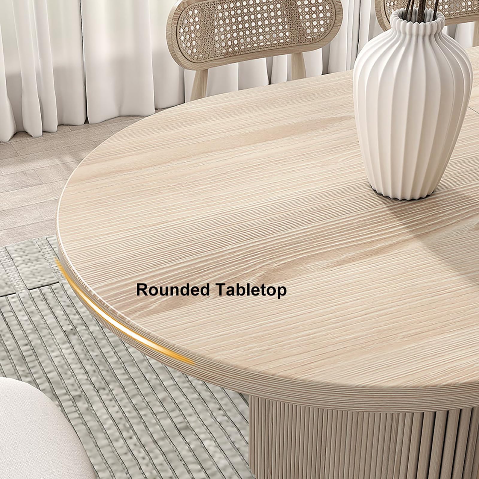 63"-79" Extendable Dining Table for 4 6 Person,Farmhouse Kitchen Table Oval