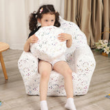 Kids Sofa with Ottoman, Shell-Like Sofa for Boys and Girls, White with Shinny