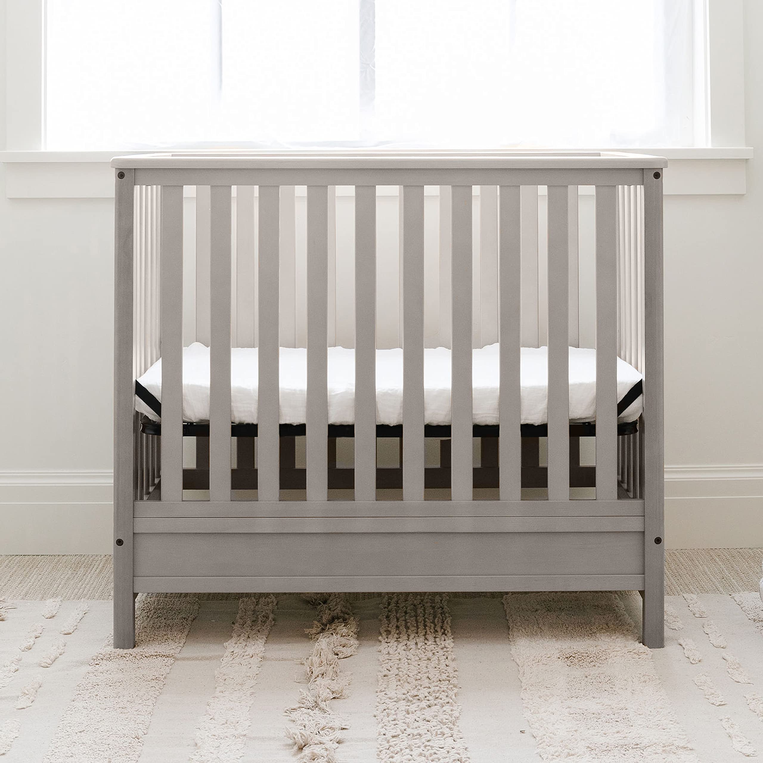 5-in-1 Convertible Mini Crib with 2.75'' Bonus Thick Mattress with Water-Resistant Cover