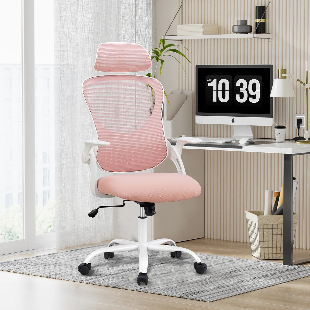 Home Office Desk Chair, Ergonomic Mesh High Back Computer Chair Height Adjustable