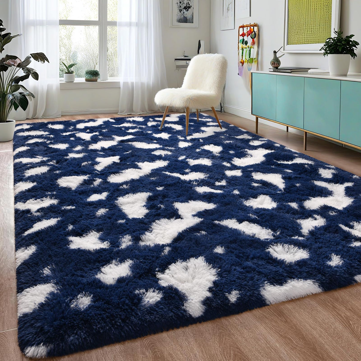 Fluffy Bedroom Rug Carpet - 5x7 Feet Shaggy Area Rugs for Living Room, Soft Rug for Girls Boys Kids Room,