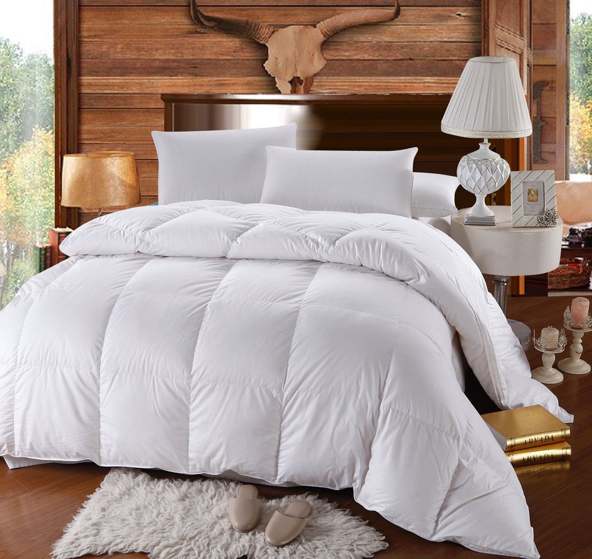 Bedding Goose-Down Comforter, 500-Thread-Count, 100% Cotton Shell, 750FP - 61 Ounce, Oversized King