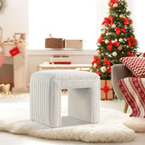 Vanity Stool Chair,Modern Boucle Ottoman Foot Stool