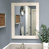 Farmhouse Bathroom Vanity Mirror, 24" x 31", Whitewash