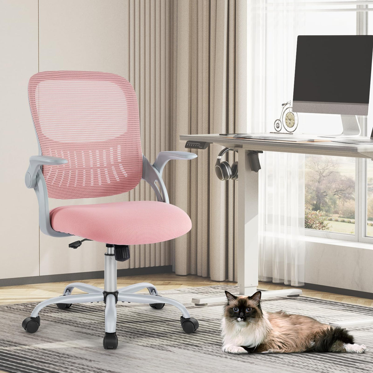 Office Computer Desk Chair, Ergonomic Mid-Back Mesh Rolling Work Swivel Task Chairs