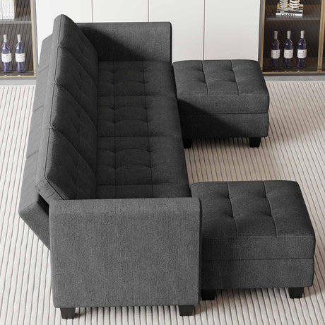 Reversible Storage Modular U-Shape Sectional Sofa Couch with Double Chaises Modular