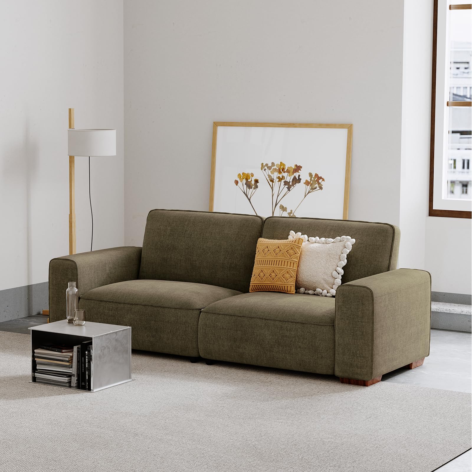 90 Inch Sofa, Chenille Sofa Couch with Deep Seat, Oversized 3 Seater Sofa