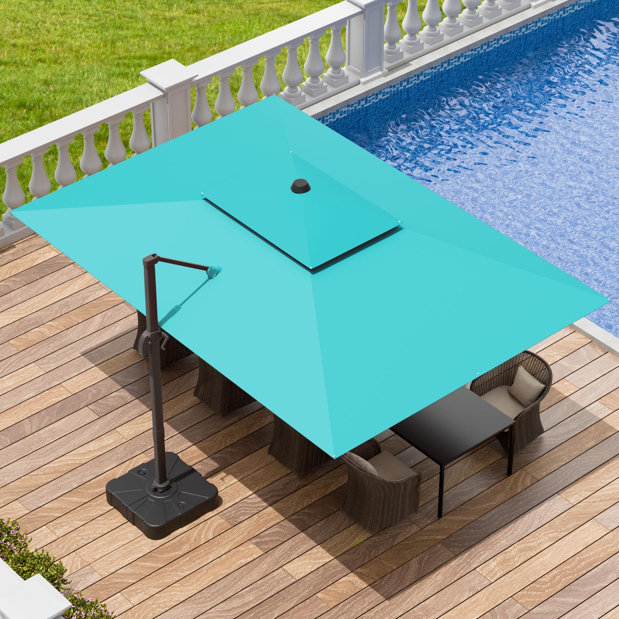 10x13 FT Patio Umbrella, Large Cantilever Rectangular Double Top Heavy Duty Offset Umbrellas