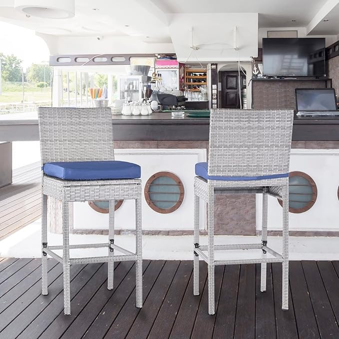 Outdoor Bar Stools Wicker Woven Patio Stools & Patio Bar Chairs Set of 4 Counter