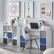 Systems Utility Collection Modular Bookcase with 5 Bins and 4-Cubbies, Contemporary Cube Book Display Shelves, Storage Organizer for Bedroom, Living Room and Office, White