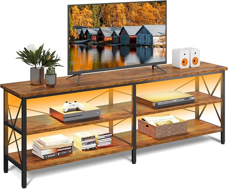 Stand up to 70 Inch TV, 63" Entertainment Center, TV Media Console with 3-Tier Storage