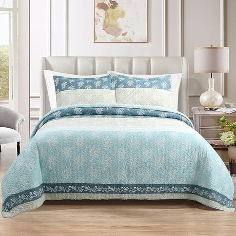 Quilt Set Queen Size - Queen Quilts Bedding Set, 100% Cotton Reversible Luxury Comforter Set