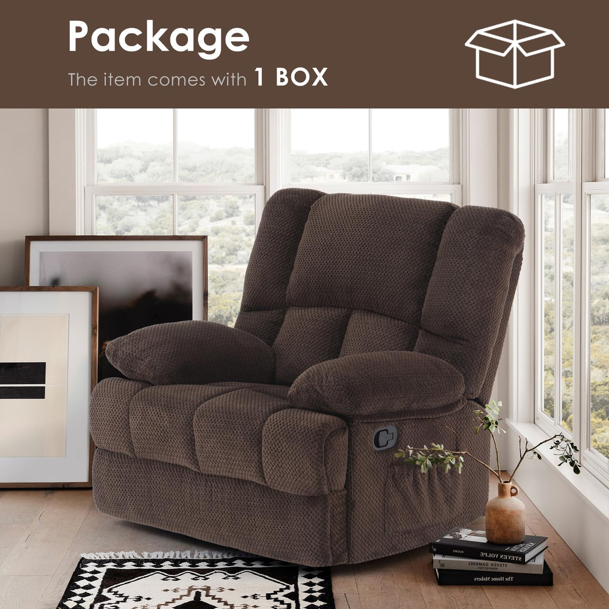 Oversized Rocking Rocker Recliner Chair for Living Room Adults, Chocolate