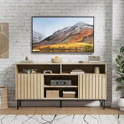 Mid Century Modern TV Stand Cabinet for Living Room,Wood TV Stand Bedroom