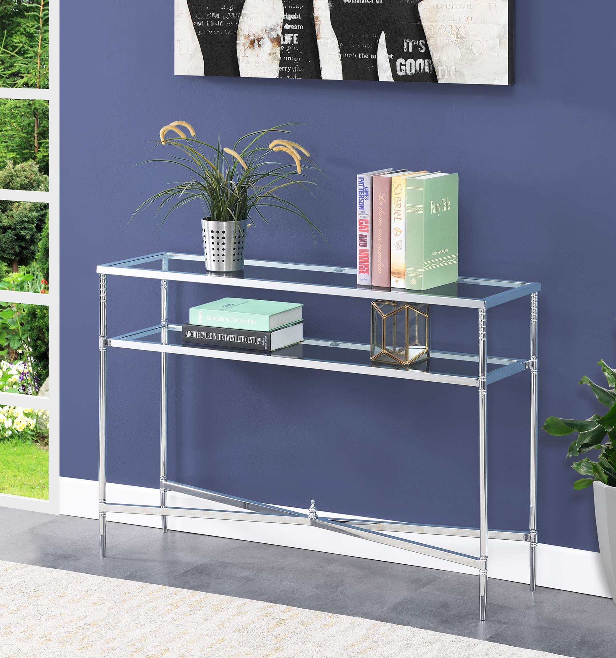 Tudor Console Table - Clear Glass & Chrome