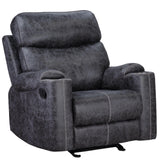 Hirah Wood & Microfiber Upholstered Glider Recliner in Dark Gray