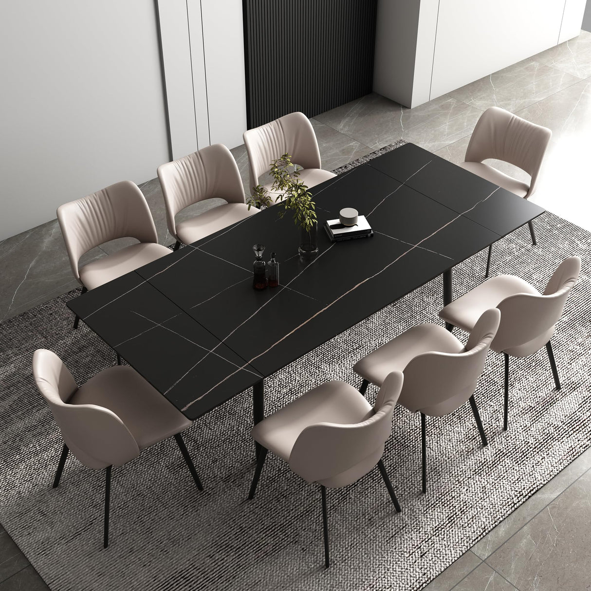 62.9'' to 94.4'' Extendable Dining Tables for 4 to 8 - New sintered Stone Material Rectangle