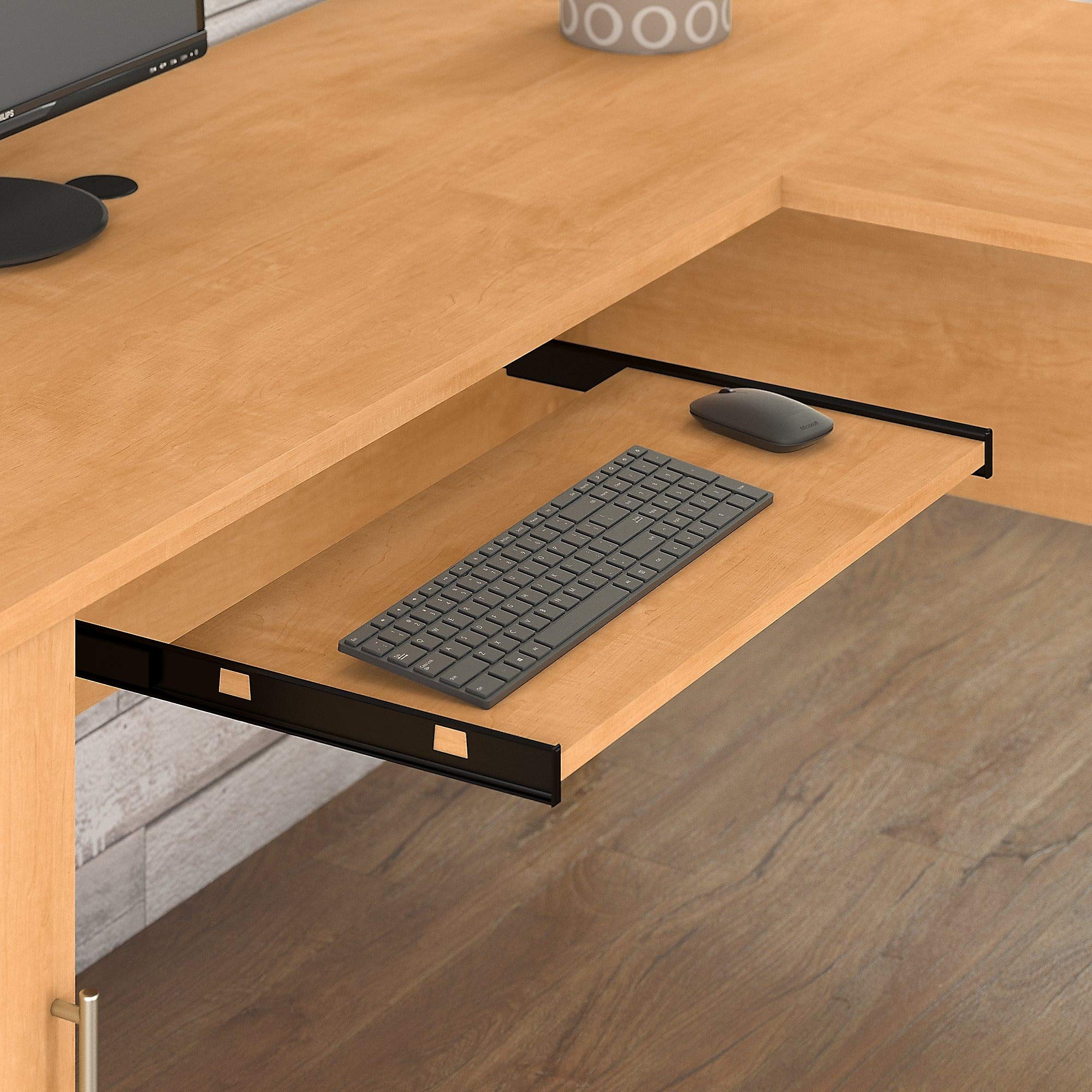 Somerset 72W L-Shaped Desk with Hutch - Maple Cross Finish