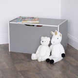 Toy Box with Hinged Lid, Grey/White