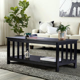 Mission Coffee Table, Black Wood Living Room Table with Shelf, 40 Black