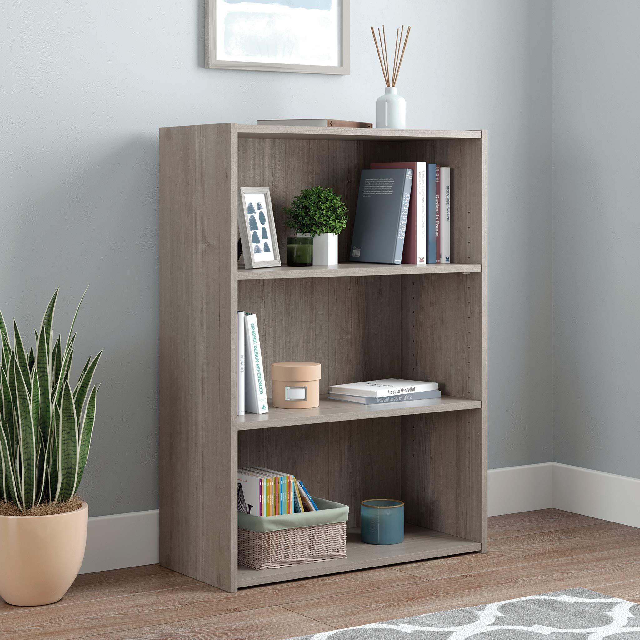 Beginnings Small 3-Shelf Bookcase/Book Shelf, Silver Sycamore Finish
