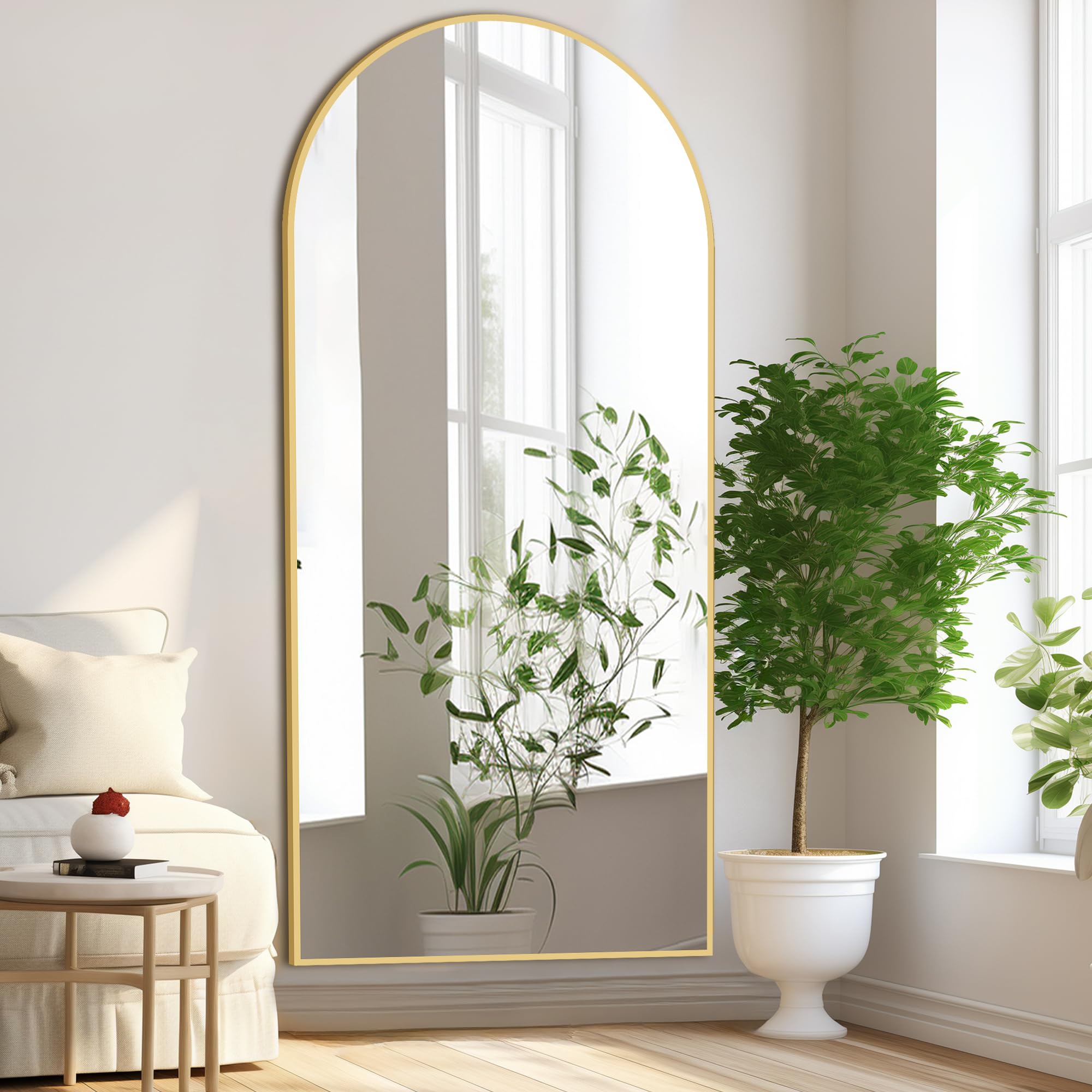 Full Length Mirror 63"x24", Irregular Wavy Mirror, Wave Arched Floor Mirror