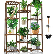Plant Stand Indoor Outdoor, Tall Plant Shelf for Multiple Plants, 10 tiers 11 Pot Large Plant