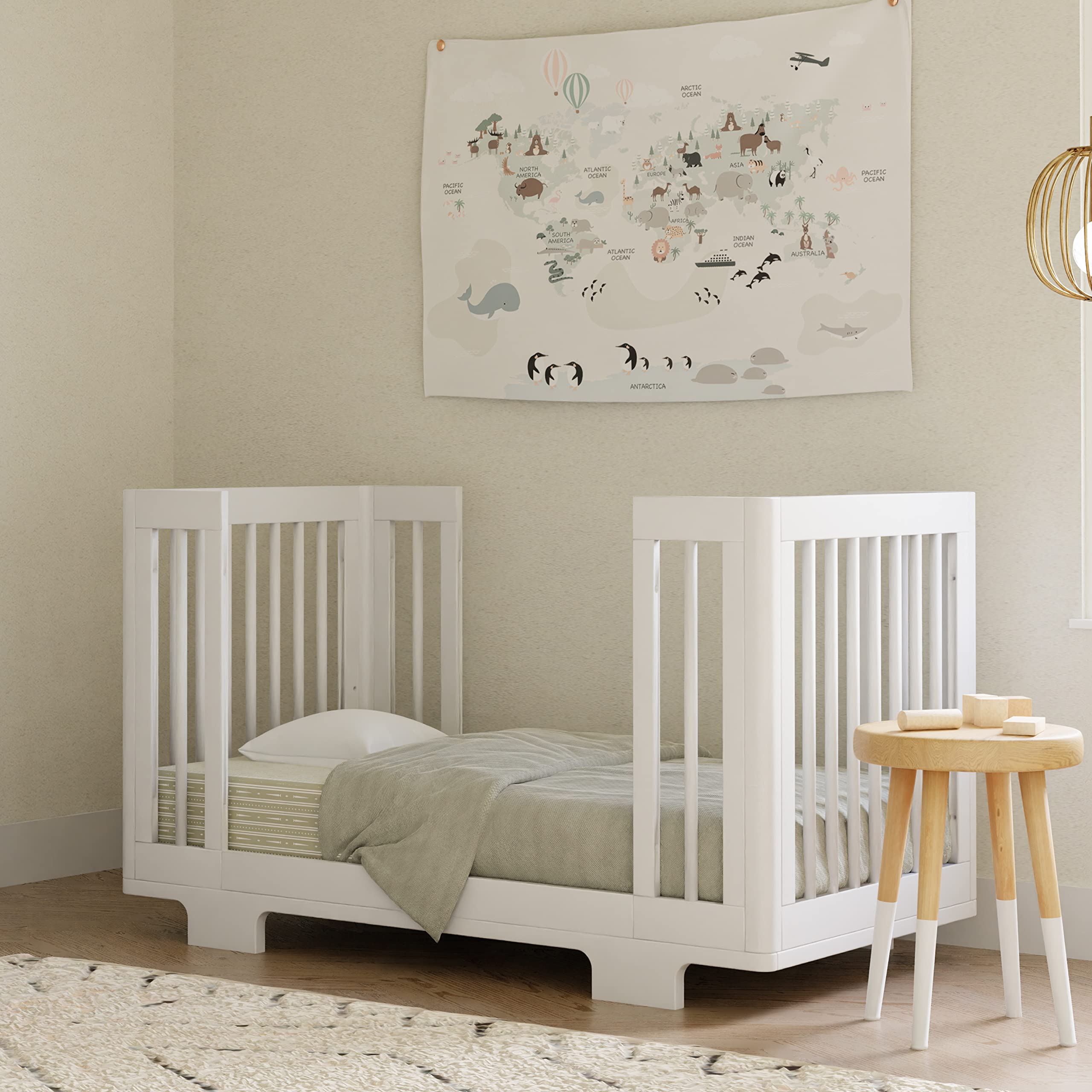 Yuzu Convertible All-Stages Bassinet, Midi, Full-Size Crib in White, Greenguard Gold