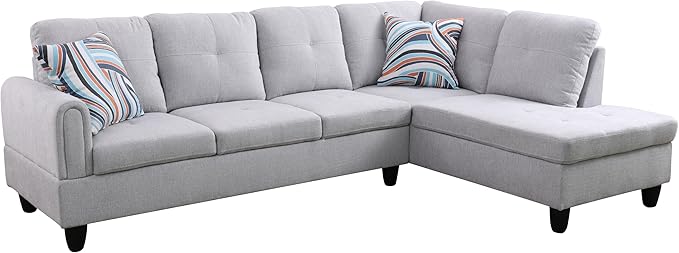 MZX-Niki-SF-00062-LWJ Sofas & Couches, Right Chaise, Grey White-Corduroy