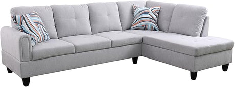 MZX-Niki-SF-00062-LWJ Sofas & Couches, Right Chaise, Grey White-Corduroy