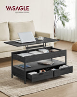 Lift Top Coffee Table with Storage Drawers, Coffee Table for Living Room with Lifting Top