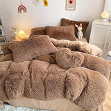 Faux Fur Tie-Dyed Black White Gray Colorful Comforter Cover Duvet Cover Queen