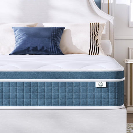 Twin Mattress 10 Inch, Hybrid Twin Size Mattress in a Box, Twin Bed Mattress with Individual Pocket Springs and Pressure