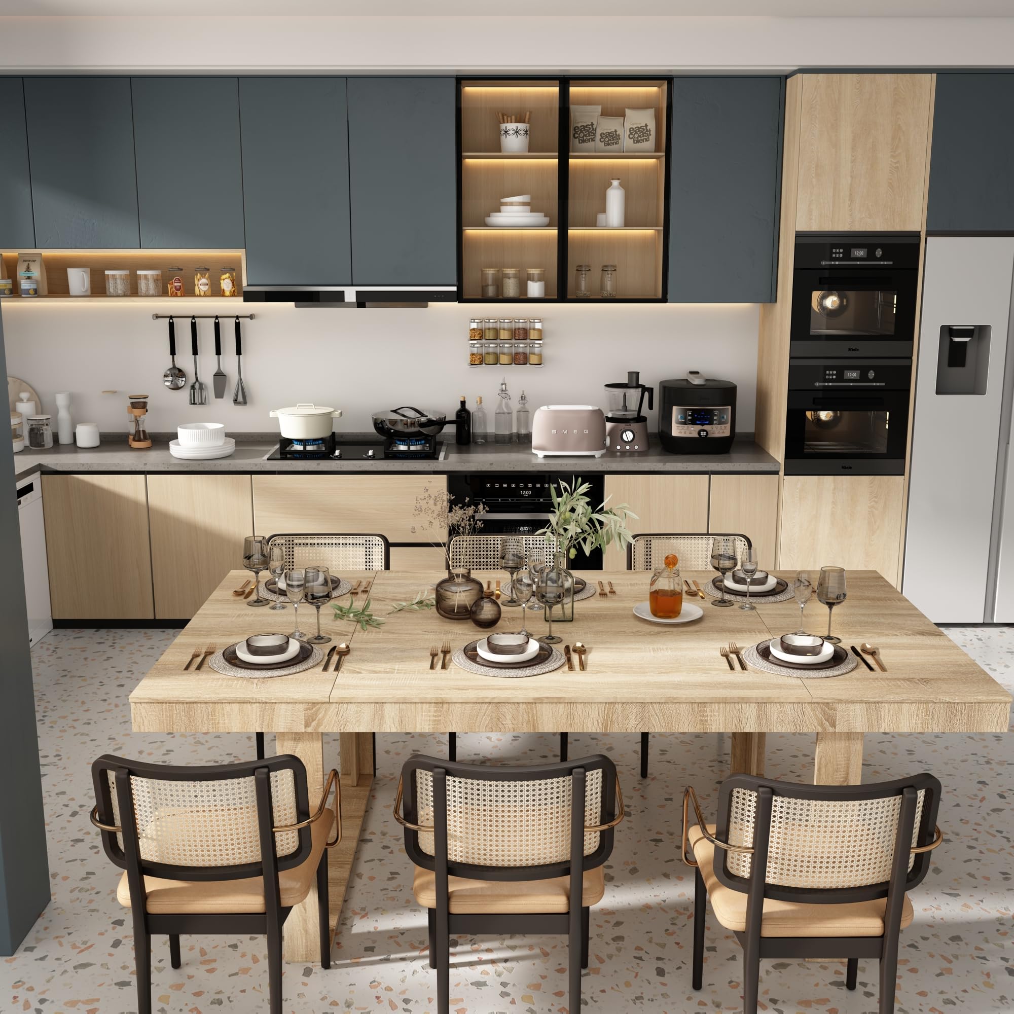 86.6" Modern Dining Table for 8-10 People