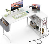 L Shaped Desk with Outlets & USB Ports, Reversible 47 Inch Office Desk, Corner Desk for Small Space