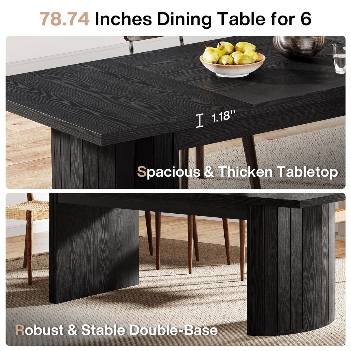 78.7" Extra Long Dining Table for 6-8 People