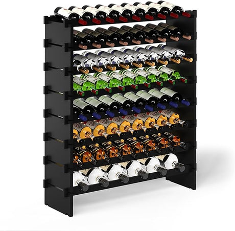 Wine Rack Freestanding Floor, Bamboo 8-Tier 69 Wine Bottle Holder Racks Countertop