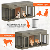 72" Double Dog Crate Furniture with Storage Drawers