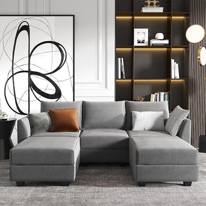 Reversible Sectional Sofa Couch, Modern Apartment L-Shaped Couch Modular Sectional