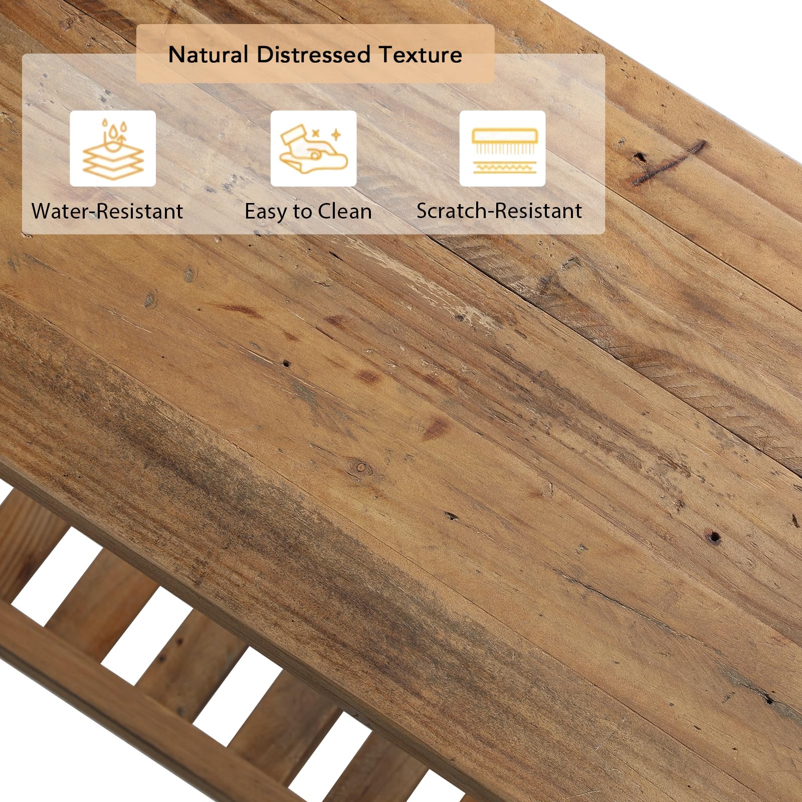 Reclaimed Wood Console Table 59" - Farmhouse Entryway Table with 2-Tier Storage