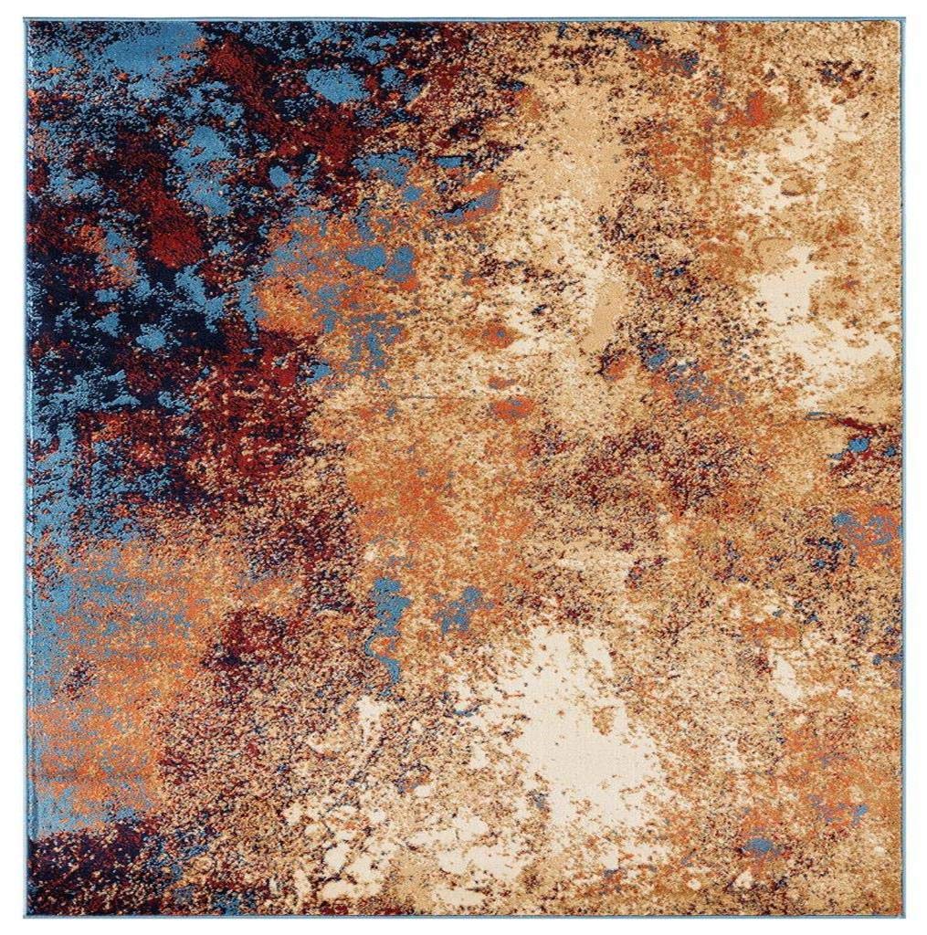 Modern Splatter Abstract Area Rug - Blue 8x10