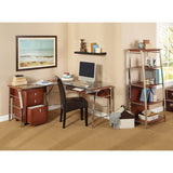 Mezza 62"W L-Shaped Corner Desk, Cherry/Chrome