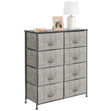 mDesign 38.31" High Steel Frame/Wood Top Storage Dresser Furniture Unit with 8 Removable Fabric Drawers - Large Bureau Organizer for Bedroom, Living Room, or Closet - Lido Collection, Black/Dark Gray