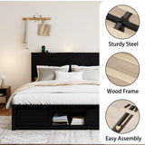 Full Size Wooden Bed Frame with Headboard and Storage