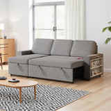 Sectional Sofa Couch, 86" Sleeper Sofa Bed with Storage Racks & Pull Out Sleeper